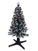 White Tips With Baubles & Stars Rotating Fibre Optic Christmas Tree - 1.2m