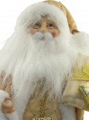 Gold & Ivory Suit Standing Decorative Santa With Gifts - 46cm