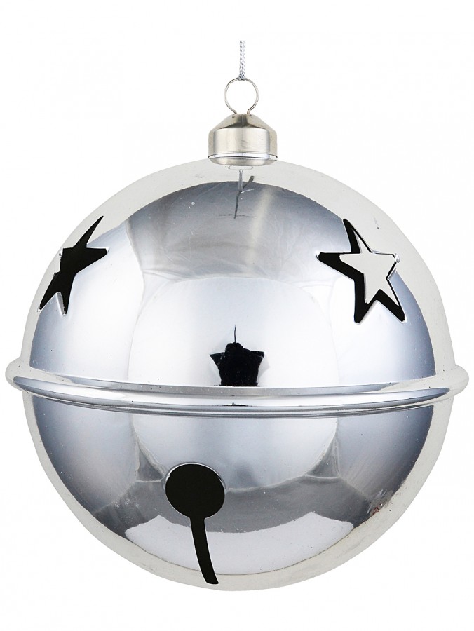Dynamic Polished Silver Signature Acoustic Jingle Bell Bauble | 15cm