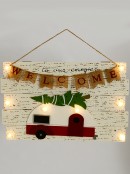 Rustic Welcome To Our Camper With Illumination Christmas Plaque - 41cm