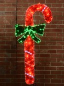 Red & Green Candy Cane With Bow LED Tinsel Christmas Light Display - 1.3m