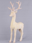 36cm Carved Wood Look Standing Reindeer Resin Figurine
