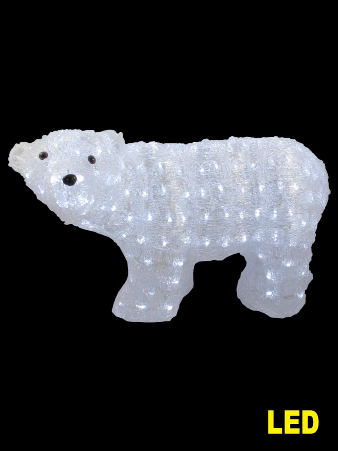 Large Acrylic Led Polar Bear Light Display - 34cm
