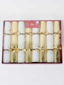 8x White & Shiny Gold Stars Christmas Tree Pattern Bon Bons (Crackers) | 29cm