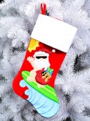 Under The Sun Surf Santa Red Velvet Christmas Stocking With White Cuff - 48cm