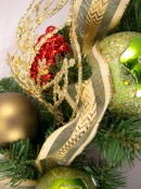 Pre-Decorated Red, Green & Gold Bauble & Pine Wreath - 38cm