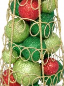 Bauble Filled Gold Glitter Wire Cone Table Top Tree - 45cm