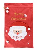 Large Felt Cute Santa Face Appliqued & Merry Christmas Gift Santa Sack - 90cm