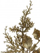 Gold Glitter Mixed Foliage With Pine Cone & Berries Christmas Spray Pick  - 28cm