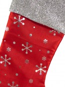 Red Satin Stocking With Silver Snowflakes - 49cm