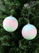 2x Pastel Ombre Sugar Coated Look Whimsical Signature Ball Baubles | 10cm