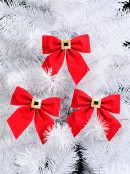 Red Felt Christmas Bows Decorated With Gold Santa Belt Buckle - 3 x 13cm