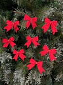 8x 80mm Red Velvet Christmas Bows