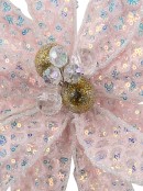 30cm Light Pink Honeycomb Mesh & Sequin Poinsettia Christmas Tree Clip Pick