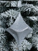 22cm Silver Glitter & Sequin Diamond Finial Hanging Ornament