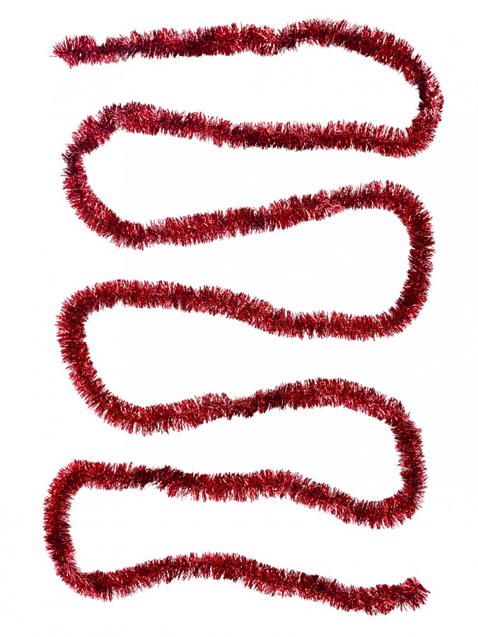 5m Red Metallic Fir Needle 6ply 50mm Tinsel Garland