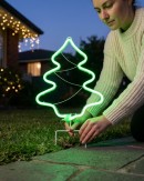 LED Christmas Tree Neon Flex Path Light - Green Solar Garden Stake | 32cm