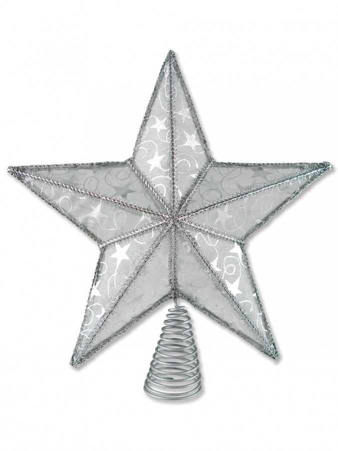 Silver Organza 3D Tree Top Star Decoration - 25cm