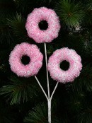 46cm Pink Tinsel Doughnuts With Iridescent Sequins Long Christmas Stem
