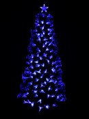 Red, Blue & Purple LED Green Leaf Fibre Optic Christmas Tree - 1.8m