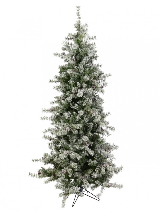 Slimline Flocked Christmas Tree with Pinecones - 1.8m