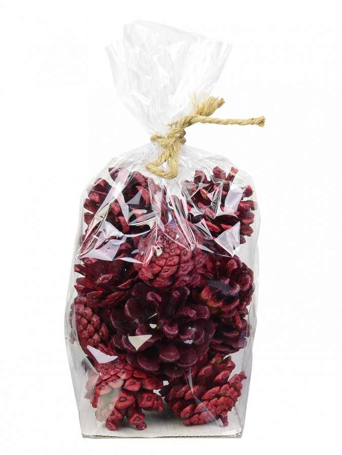 Bag of Decorative Round Berry Red Pine Cones - 100g