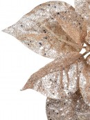 Rose Gold Glittered Poinsettia Decorative Christmas Floral Pick - 17cm