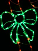 Red & Green LED Candy Cane With Bow Noodle Rope Light Silhouette - 50cm