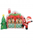 Reindeer Stable With Jolly Santa Illuminated Christmas Inflatable Display - 2.5m