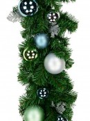 Decorated Blue, Silver & Mint Baubles & Silver Ferns Pine Garland - 2.3m