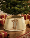 62cm Textured Gold & White Christmas Tree Collar With Rope Bow