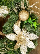 Decorated Gold & Champagne Mixed Foliage & Floral Pine Wreath - 40cm