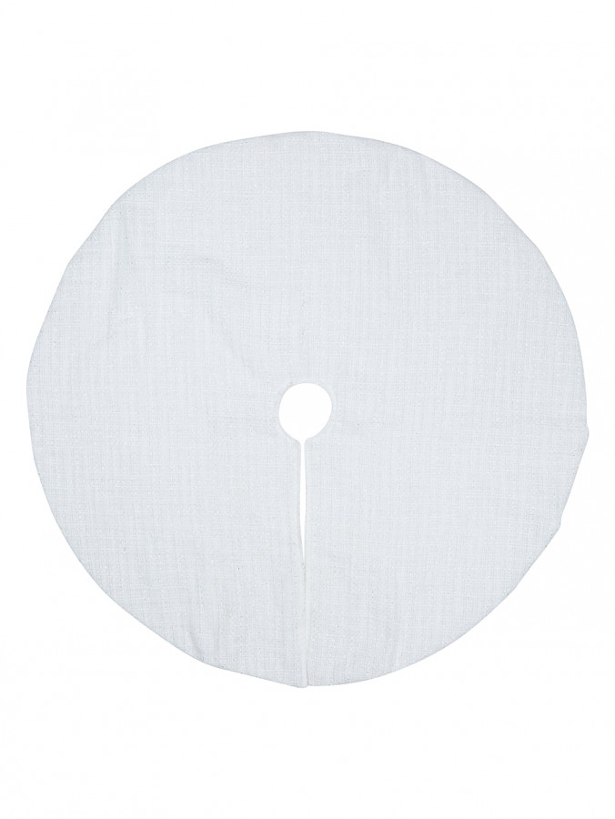 1m White & Silver Sparkle Tweed Christmas Tree Skirt