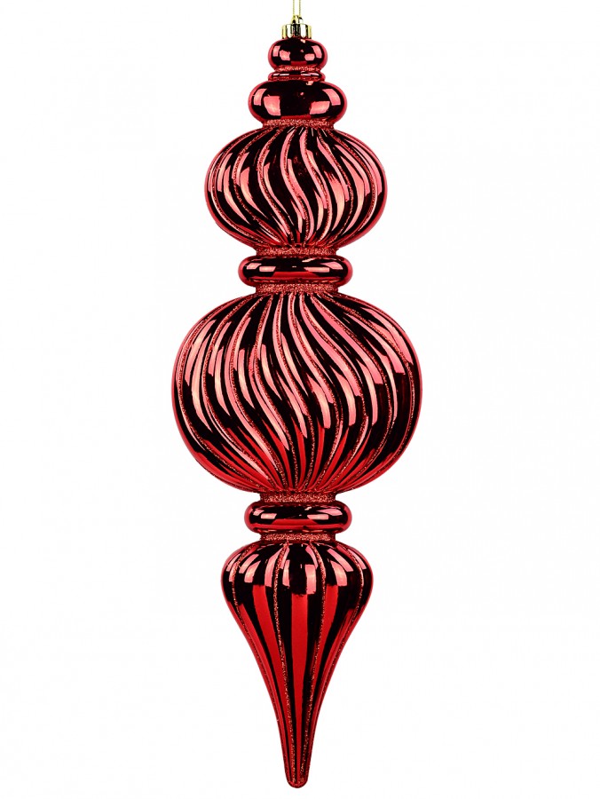 Apple Red Metallic & Glitter Swirl Tiered Large Display Finial | 59cm