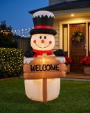 1.5m Snowman & Welcome Signpost | LED Outdoor Inflatable