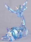 12cm Iridescent Blue Glass Look Sitting Reindeer Figurine