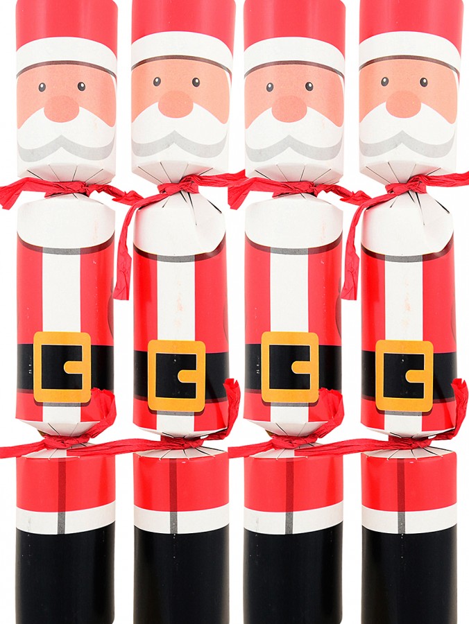 12x 29cm Traditional Santa With Origami Gift Recyclable Cracker Bon Bons