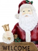 Classic Santa & Welcome Signpost Decorative Resin Statue Ornament - 34cm