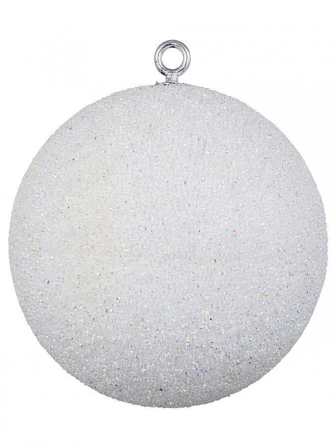 Whimsical Sugar White Grand Iridescent Crystalline Display Bauble | 20cm