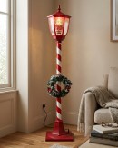 1.5m Animated Santa Snow Globe & Wreath Indoor Christmas Musical Lamp Post