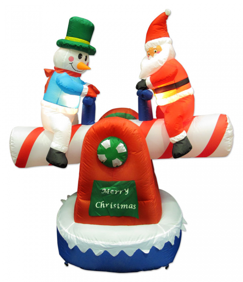 Animated Santa & Snowman On See Saw Inflatable - 1.4m