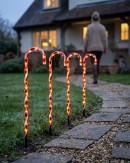 4x LED Christmas Candy Cane Path Lights - Red & White Garden Stakes | 80cm
