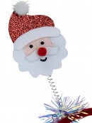 Santa & Santa On Springs Headband With Iridescent Tinsel - One Size Fits Most