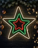 51cm Concentric Stars Outdoor Red Green & Cool White Neon LED Light Display