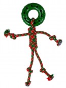 Assorted 38cm Red & Green Ring Head Rope Figure Dog Christmas Tug Toy