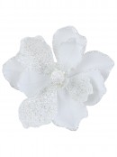 Antique White Papercraft Magnolia Jewelled Pearl Christmas Clip Stem | 18cm