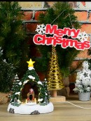 24cm Santa, Sleigh & Reindeer Animated & Musical LED Christmas Village Scene