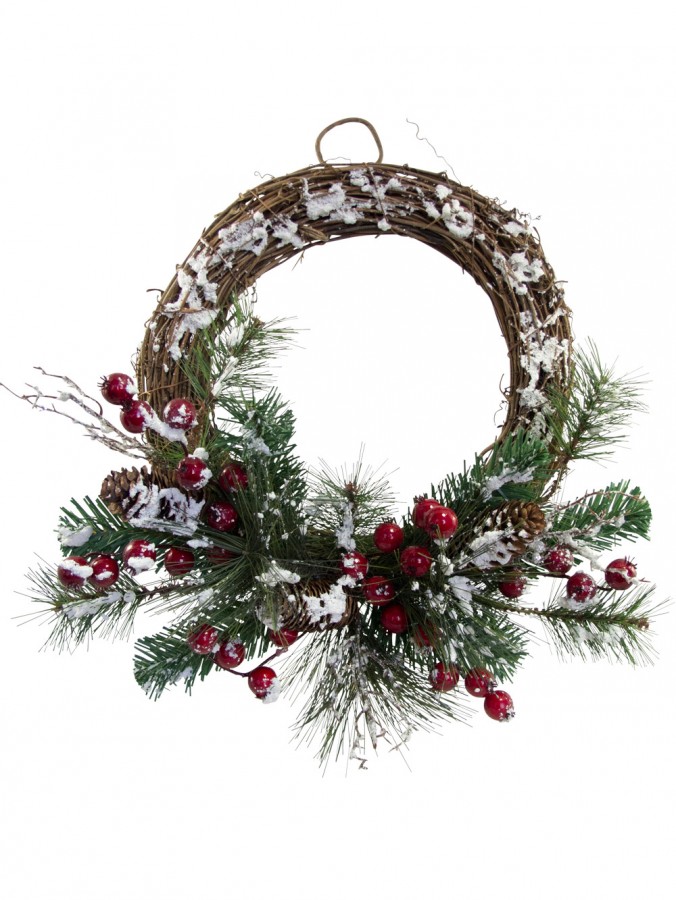 snow frosted twig wreath with mixed pine decoration 40cm snow frosted twig wreath with mixed pine decoration 40cm