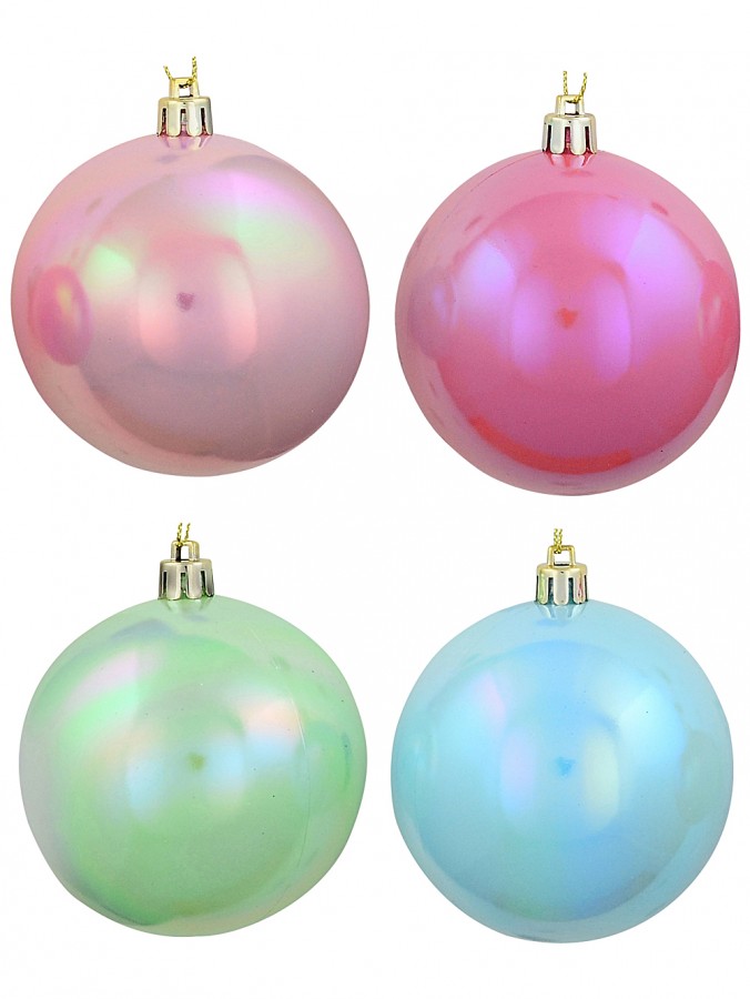 4x Iridescent Pastel Ombre Whimsical Signature Ball Baubles | 80mm