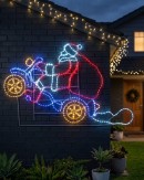 1.5m Dynamic Taking Off Santa On Motorcycle Christmas LED Light Display